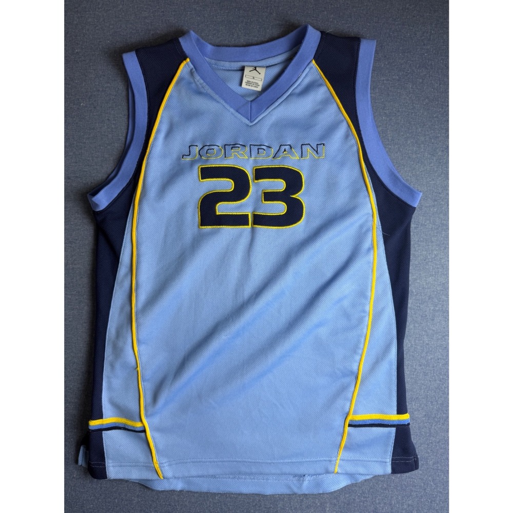 Vintage Jordan 23 Basketball Jersey Mens XL Light Blue Navy Mesh Tank Top - Picture 1 of 12